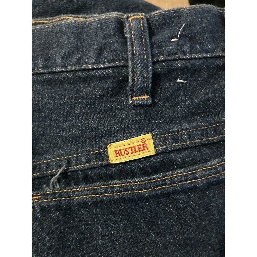 Vtg‎ 80s Rustler wide leg dark wash flare jeans 28.5" dark denim casual everyday - Picture 11 of 11